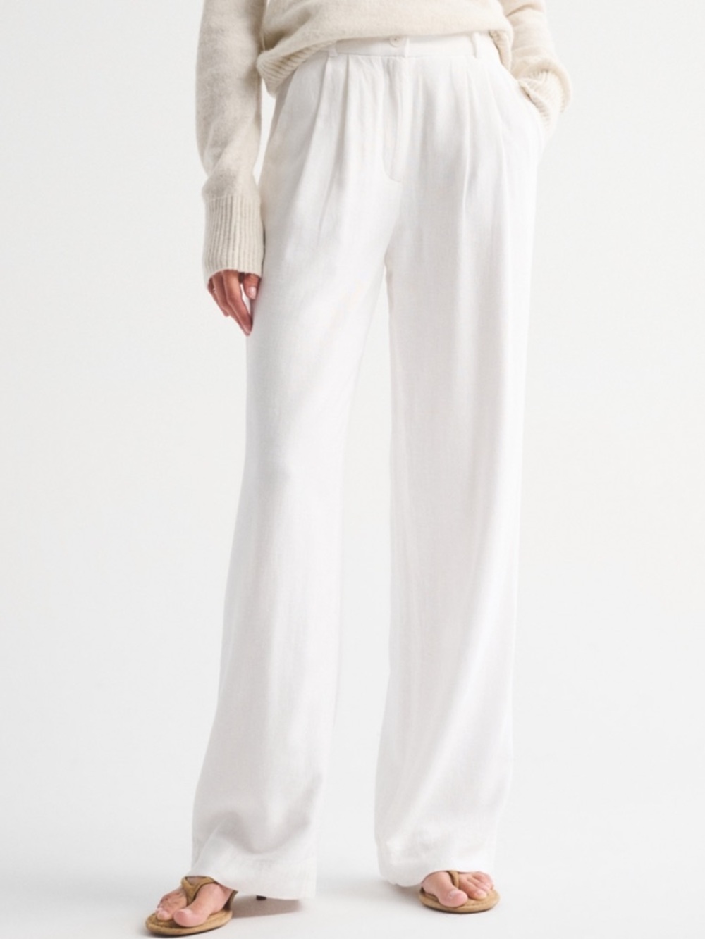 AF Sloane Linen Blend Tailored Wide Leg Pant